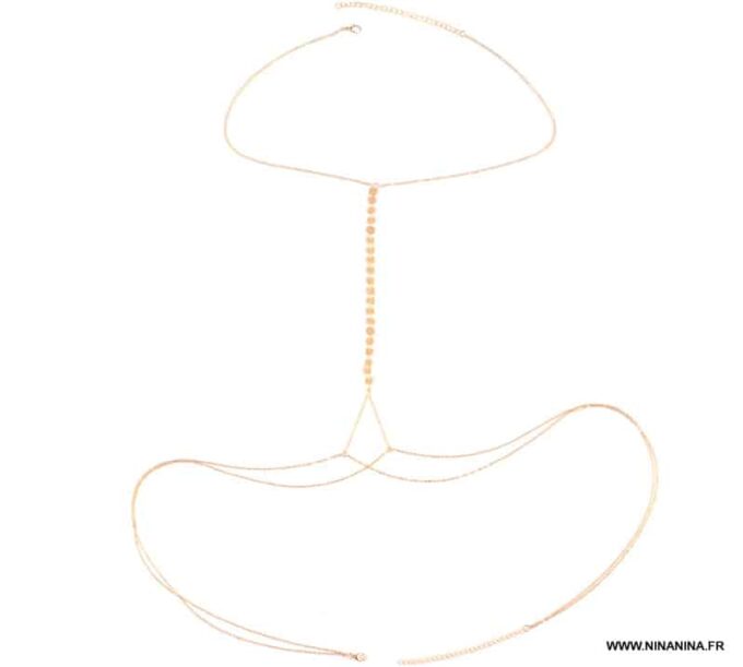 N6633h Harnais chaine de corps acier doré plaqué or - Bijoux Chaines en ligne Ninanina