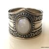 N6638 Bague cabochon pierre de lune ovale et Argent 925 plaqué homme et femme - Bijoux Bagues en ligne Ninanina
