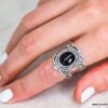 N6639a Bague onyx noir femme ou homme Argent 925 - Bijoux Bagues en ligne Ninanina