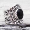 N6639b Bague onyx noir femme ou homme Argent 925 - Bijoux Bagues en ligne Ninanina