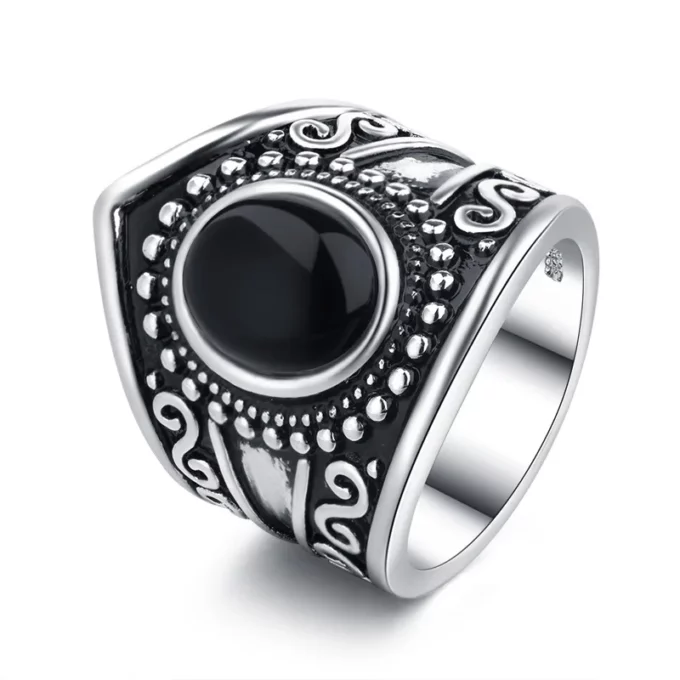 N6639C Bague boheme onyx noire et argent 925 - Bijoux Bagues en ligne Ninanina
