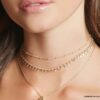 N6646 Collier acier doré femme avec pampilles style oriental - Bijoux Colliers en ligne Ninanina