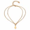 N6647a Bijou cheville femme double losange plaqué or - Bijoux de pied en ligne Ninanina