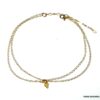 N6647a Bijou cheville femme double losange plaqué or doré - Bijoux Bracelets en ligne Ninanina
