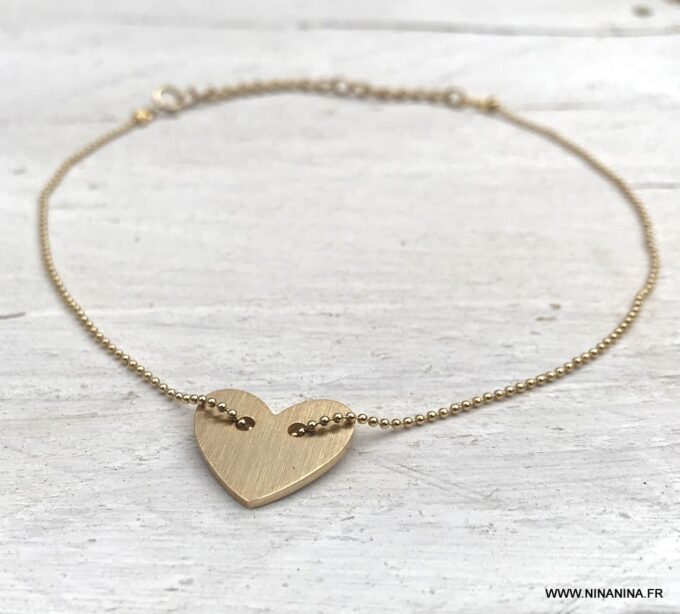 N6648a Chaine cheville coeur femme plaqué or - Bijoux Chaines en ligne Ninanina
