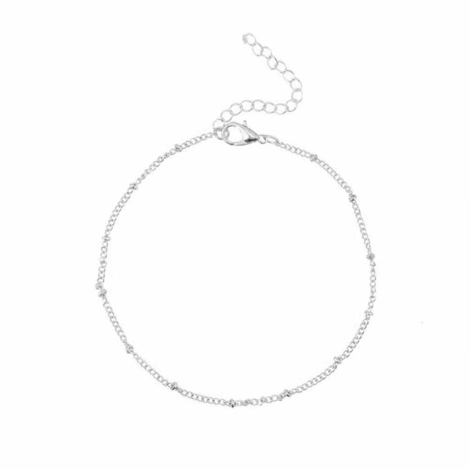 N6649e Chevillere femme en Acier argenté maille satellite - Bijoux Chaines en ligne NInanina