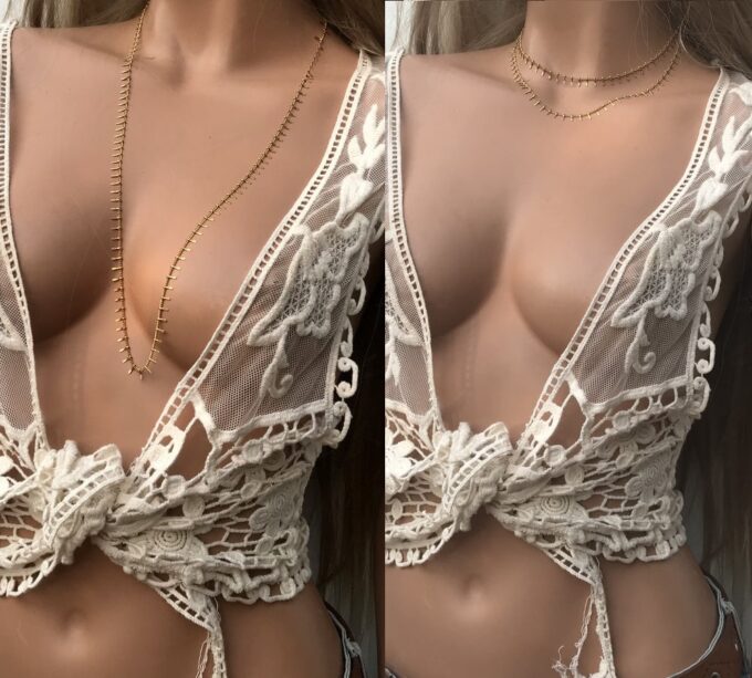 N6653c Chaine sautoir orientale dorée breloques acier inoxydable doré - Bijoux Chaines en ligne Ninanina