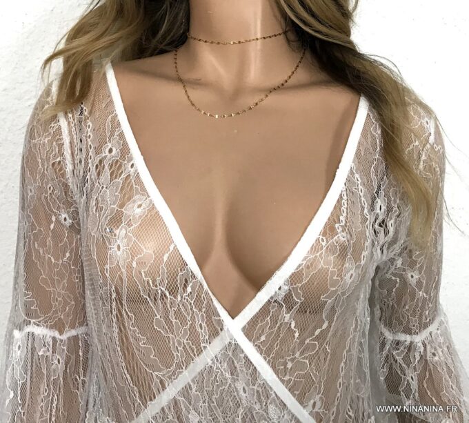 N6654e Collier sautoir doré minimaliste style boheme chic en acier pour femme - Bijoux Colliers en ligne Ninanina