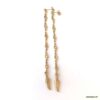N6657W Boucles d oreilles longues plumes acier doré plaqué or - Bijoux Boucle d oreille en ligne Ninanina
