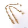 N6657X Boucles d oreilles longues plumes acier doré plaqué or - Bijoux Boucle d oreille en ligne Ninanina