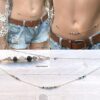 N6658a Chainette taille plaqué or aiguemarine émeraude et zircon bleu - Bijoux Chaines en ligne Ninanina