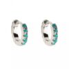 N6666 Mini créoles argent et turquoise pour femme - Bijoux Boucles d oreilles en ligne Ninanina