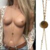 N6676b Chaine de corps or plaqué sur acier inoxydable maille fantaisie - Bijoux de corps en ligne Ninanina