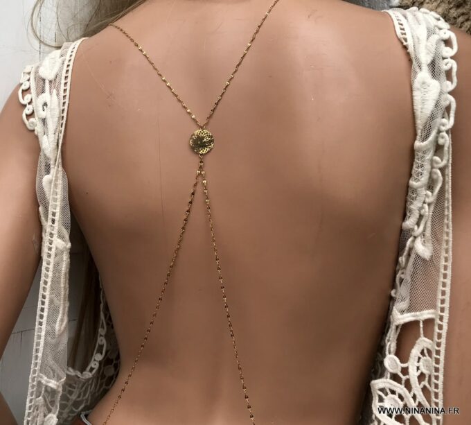 N6676i Chaine de corps or plaqué sur acier inoxydable maille fantaisie - Bijoux de corps en ligne Ninanina