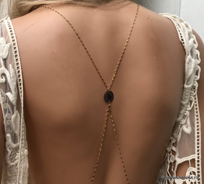 N6676l Chaine de corps or plaqué sur acier inoxydable maille fantaisie - Bijoux de corps en ligne Ninanina