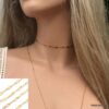 N6677b Collier ras de cou boheme doré losange acier plaqué or - Bijoux Colliers en ligne Ninanina