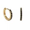 N6678a petites créoles plaqué or et zircons noirs - Bijoux Boucles d oreilles en ligne Ninanina