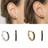 N6678c petites créoles plaqué or et zircons noirs - Bijoux Boucles d oreilles en ligne Ninanina