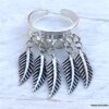 N6680b Bague plumes Argent femme style boheme chic réglable - Bijoux Bagues en ligne Ninanina