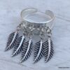 N6680d Bague plumes Argent femme style boheme chic réglable - Bijoux Bagues en ligne Ninanina