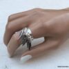 N6680e Bague plumes Argent femme style boheme chic réglable - Bijoux Bagues en ligne Ninanina