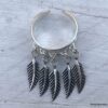 N6680f Bague plumes Argent femme style boheme chic réglable - Bijoux Bagues en ligne Ninanina
