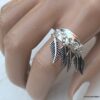 N6680h Bague plumes Argent femme style boheme chic réglable - Bijoux Bagues en ligne Ninanina