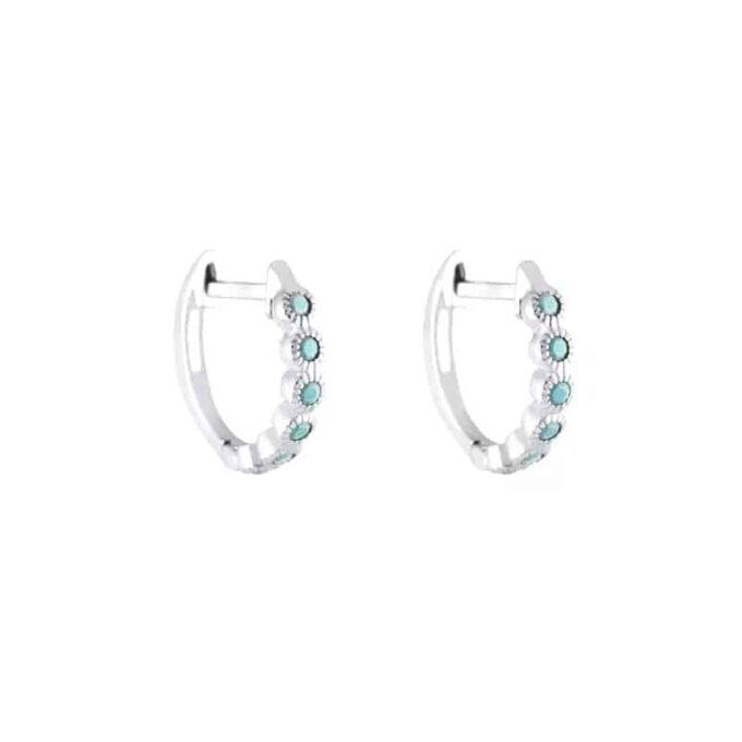 N6684a petites créoles argent et zircon bleu - Bijoux Boucles d oreilles en ligne Ninanina