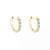 N6685a petites créoles plaqué or et zircon bleu - Bijoux Boucles d oreilles en ligne Ninanina