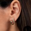 N6685c petites créoles plaqué or et zircon bleu - Bijoux Boucles d oreilles en ligne Ninanina