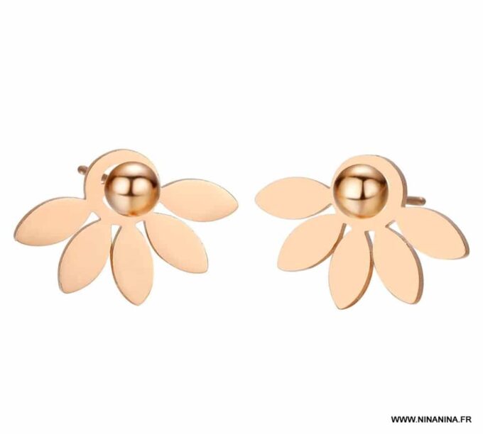 N6689 Boucles d'oreilles puce boheme chic acier inoxydable doré - Bijoux Boulces d oreilles en ligne Ninanina