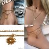 N6692 Collier pendentif soleil acier inoxydable doré plaqué or - Bijoux Colliers en ligne Ninanina