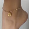 N6694 Chaine de cheville soleil doré acier inoxydable plaqué or - Bijoux de pieds femmes en ligne Ninanina