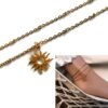 N6695a Chaine de cheville pendentif soleil doré acier inoxydable plaqué or - Bijoux Chaines de cheville en ligne Ninanina