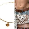 N6696d Collier autour de la taille pendentif soleil doré acier inoxydable plaqué or - Bijoux Chaines en ligne Ninanina