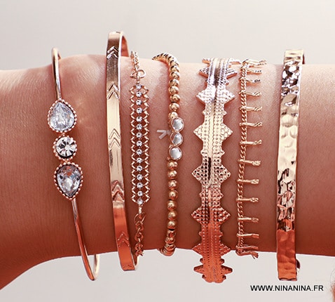 Ensemble de bracelets femme dorés style boheme chic - Ninanina