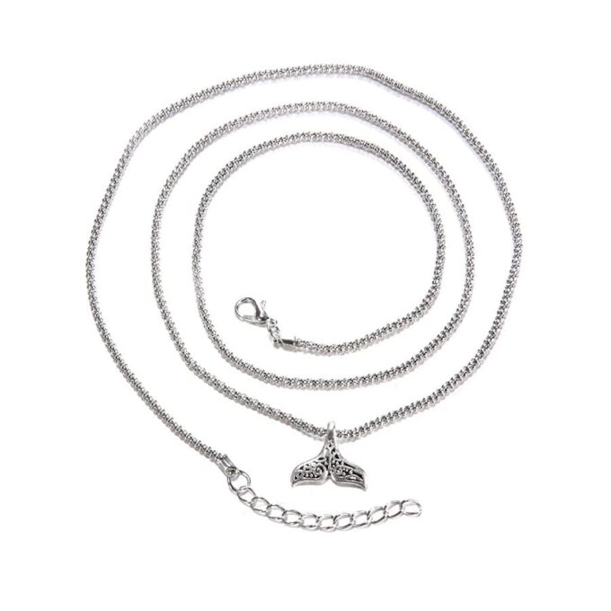 N6700a Chaine de taille acier argenté pendentif queue de baleine - Bijoux Chaines en ligne Ninanina