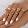 N8553c Lot de Bagues Fines Dorées pour Femme – Assortiment Tendance à Porter en Accumulation - Bijoux Bagues boheme en ligne Ninanina