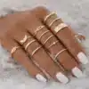 N8553e Lot de Bagues Fines Dorées pour Femme – Assortiment Tendance à Porter en Accumulation - Bijoux Bagues boheme en ligne Ninanina