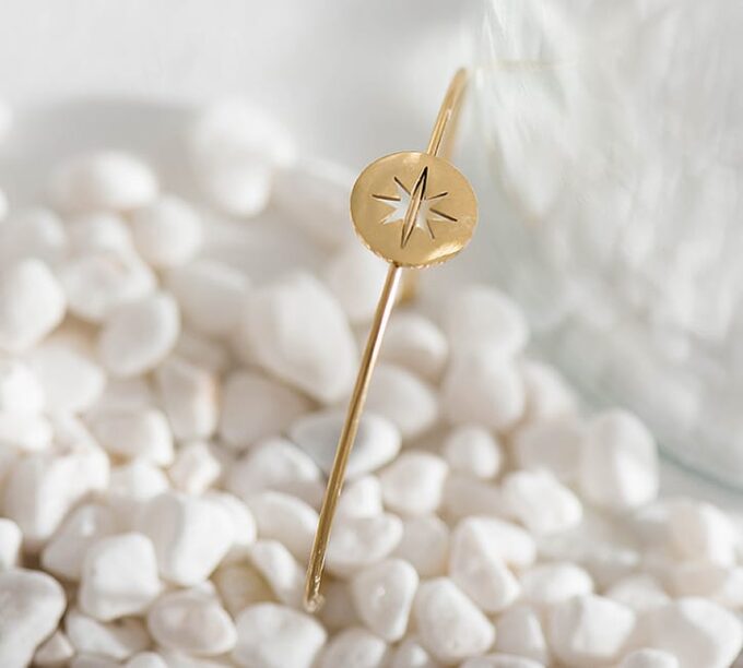 N6705c Bracelet jonc etoile Acier inoxydable doré boheme chic - Bijoux Bracelets en ligne Ninanina