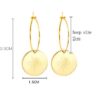 N6708d Créoles avec pendentif rond gravé soleil Acier doré boheme chic - Bijoux Boucles d oreilles en ligne Ninanina