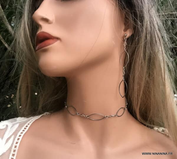 Collier ras de cou acier inoxydable femme boheme chic Ninanina