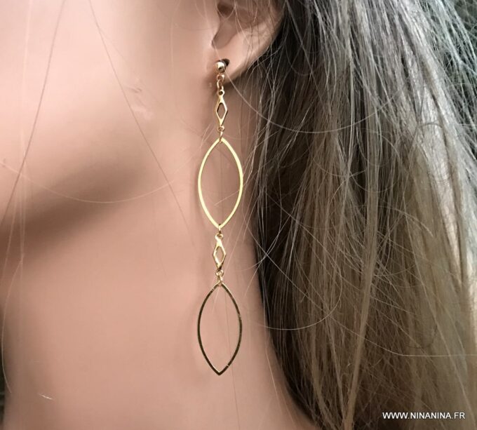 N6718b Boucles d'oreilles bohème chic longues acier inoxydable argenté - Bijoux Boucles d oreilles fantaisie Ninanina