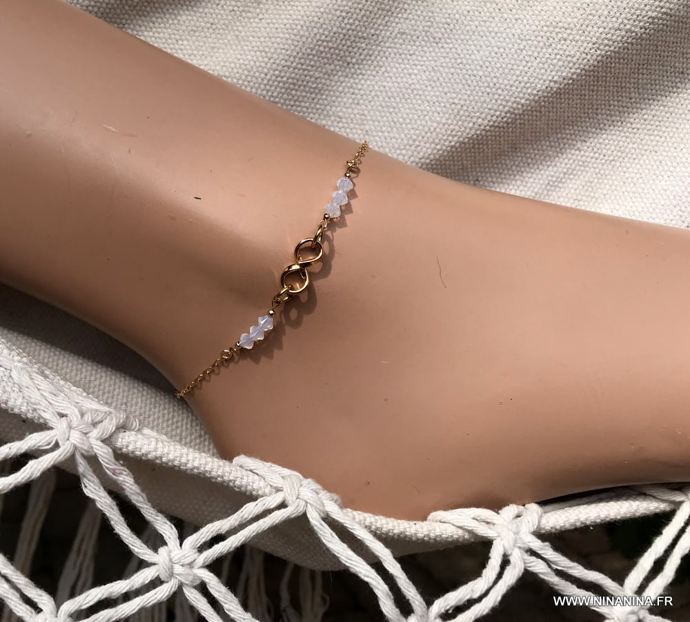 3 Bracelets De Cheville Femme Or 14k Plaqué - Chaîne Tennis, Perles, Cubain - Acier Inoxydable Réglable - Style Boho