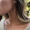 N6721F boucles d'oreilles longues pendantes dorées femme acier inoxydable doré - Bijoux Boucles d oreilles en ligne Ninanina