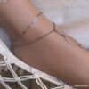N6722f Bracelet cheville fantaisie losange acier inoxydable argenté - Bijoux Chaines en ligne Ninanina