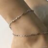 N6722h Bracelet cheville fantaisie losange acier inoxydable argenté - Bijoux Chaines en ligne Ninanina