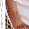 N6723 Chaine au pied femme boheme losange Acier inoxydable argenté artisanale - Bijoux de pieds en ligne Ninanina
