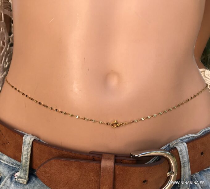 N6727f Chaine de taille pour femme Acier inoxydable doré plaqué or - Bijoux Chaines en ligne Ninanina