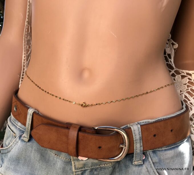 N6727q Chaine de taille pour femme Acier inoxydable doré plaqué or - Bijoux Chaines en ligne Ninanina
